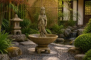 36in Wok Oriental Concrete Water Fountain